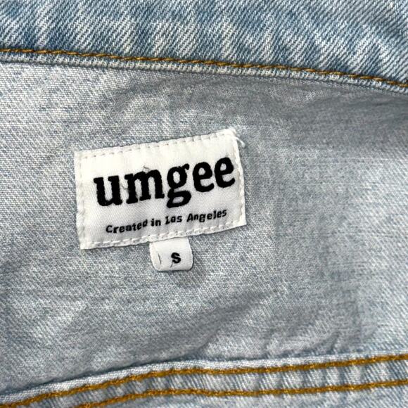 Umgee Denim Vest Womens Small Blue Light Wash Sleeveless Frayed Hem Button Front - Picture 5 of 8